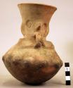 Pottery vase, red, human face