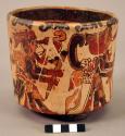 Yojoa polychrome cylinder tripod pottery vase. Mayoid type.