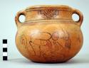 Yojoa polychrome pottery jar, 2-handled - Bold Animalistic Type (restored)