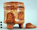 Yojoa polychrome pottery vase, 3-footed (rattles)- Mayoid type (restored)