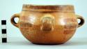 Four-handled Yojoa polychrome pottery pot, bold anamalistic style.