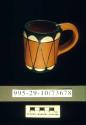 Polychrome mug in shape of drum