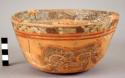 Yojoa polychrome pottery bowl, dimpled base - Bold Animalistic Type (restored)