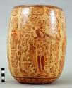 Yojoa polychrome pottery vase, dimpled base, Mayoid type (restored)