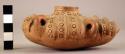 Small pottery armadillo effigy vessel - plain or incised ware