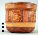 Yojoa polychrome pottery vase, dimpled base, Mayoid type (restored)