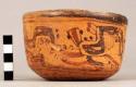 Yojoa polychrome pottery bowl, dimpled base- Bold Animalistic Type (restored)