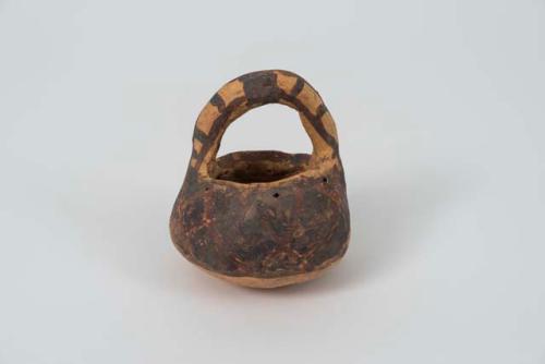 San bernardo black on yellow pottery basket-shape vessel