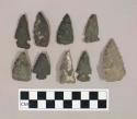 Chipped stone projectile points, including side-notched and corner-notched projectile points