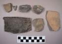 4 sherds, 1 point, 2 flakes