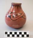 Black-on-red vase:  geometric motif