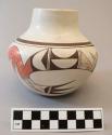 Polychrome-on-white vase: Sikyatki Revival parrot motif