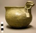 Pottery zoomorphic vase (bird) of light grey clay