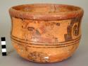 Yojoa polychrome pottery bowl, dimpled base & high concave sides- Mayoid type (r