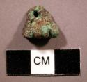 Ground stone pendant, triangular, perforated, notched base, turquoise