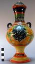 Pottery carafe with multicolor painted design (modern)