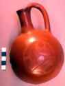 Modern pottery vessel - red-brown, canteen-shaped