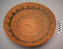 Coiled Navajo wedding basket. Apache(?) False braid rim finish