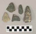 Chipped stone projectile points, including stemmed, side-notched, triangular, bifaces and two possible drills