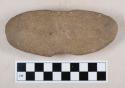 Ground stone, atlatl weight, partially perforated on both sides