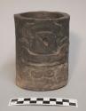 Flat-bottomed cylindrical pottery vase