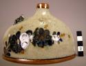 Ceramic polychrome narrow-necked vase with tiny climbing frog