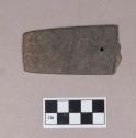 Ground stone, gorget fragment, one perforation, two partial perforations