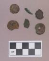 Metal, copper alloy round, flat objects and fragments