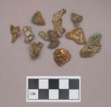 Metal, copper alloy fragments, some with iron adhered to them, some possibly worked