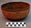 California twined basket, possibly Shasta. Deep bowl form, possibly a cooking ba