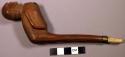 Wooden pipe (possibly fruitwood) with ivory mouthpiece, metal bowl