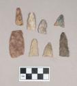 Chipped stone, projectile points, triangular, lanceolate, and ovate