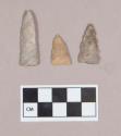 Chipped stone, projectile points, triangular, one serrated