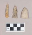 Chipped stone, projectile points, triangular; chipped stone, bifacially worked fragment