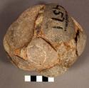 Stone ceremonial object-fetish, irregular, spherical cobble, unmodified; conglom