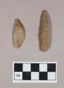 Chipped stone, one prismatic blade, one lanceolate projectile point