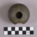 Ground stone, atlatl weight, spherical, perforated and grooved