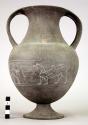 Ancient Etruscan vase; decorated with engraved Corinthian beasts