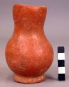 Ceramic, complete vase, ring base, plain, red
