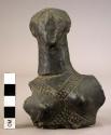 Cast of terra cotta figurine, female, upper portion of body with head, decorated