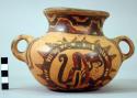 Yojoa polychrome pottery jar, 2-handled - Bold Animalistic Type (restored)