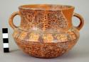 Yojoa polychrome 2-handled pottery  jar, restored Mayoid style.