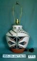 Polychrome-on-off white olla-shaped lamp