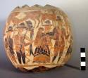 Painted and carved gourd with designs of men at bull fight - cover +