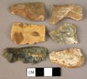Stone, chipped stone chipping debris, flakes, some pointed, perfs, gravers?