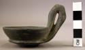 Miniature Etruscan bucchero pottery kylix with one handle