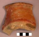 Part of a flat-bottomed incised "Coyotlatelco" type pottery bowl with outsloping