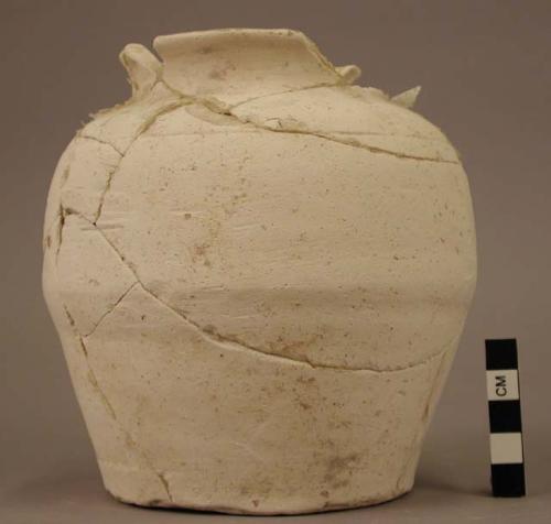 Small urn - chalky white ware; rim chipped