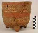 Carillo polychrome pottery tripod bowl - restored