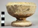 Ceramic bowl, pedestal base, incised and punctate linear design, earthenware